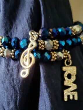 Midnight Blue Beaded Wrist Wrap
